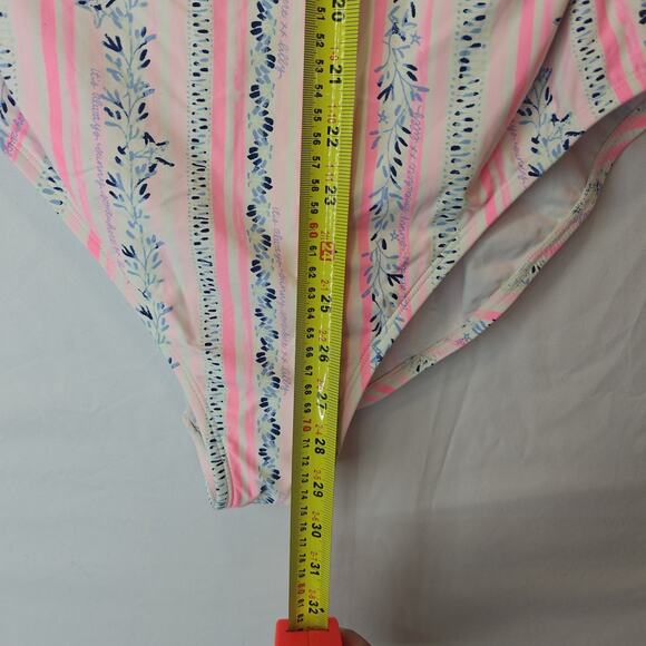 Lilly Pulitzer carmen One piece ruffle swimsuit Sz 14 resort white sea stripes - Picture 8 of 14